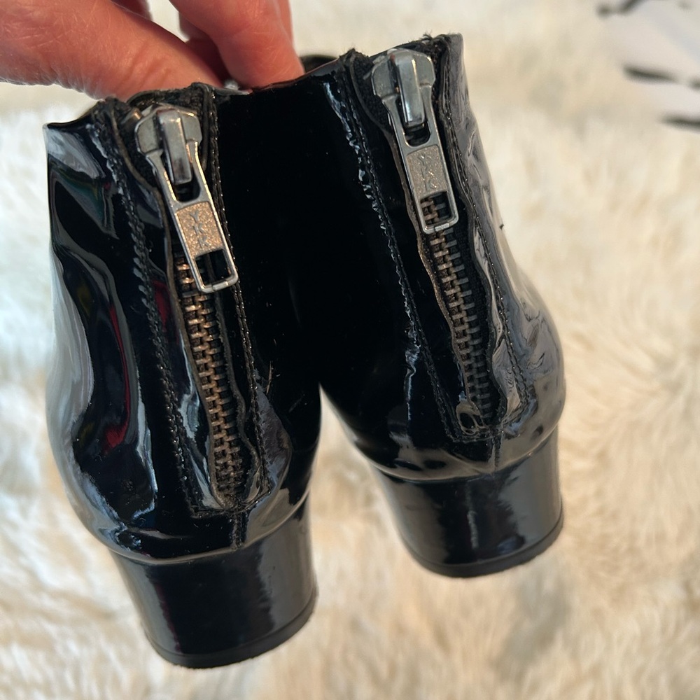 Black Patent Leather Ankle Boots Size 8 - Picture 4 of 9